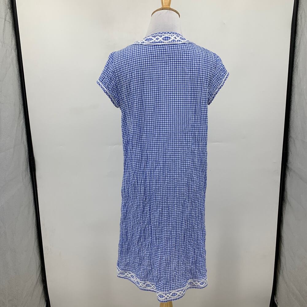 J McLaughlin Dress Womens XS Extra Small Blue White Gingham Embroidered Shift - Picture 6 of 11